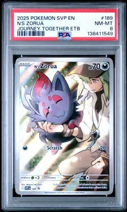 2025 POKEMON SVP EN-SV BLACK STAR PROMO #189 N'S ZORUA PSA 8 - Image 1