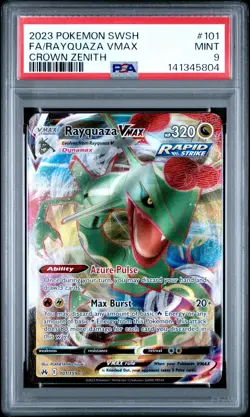 2023 POKEMON SWORD & SHIELD CROWN ZENITH #101 FULL ART/RAYQUAZA VMAX PSA 9 - Image 1