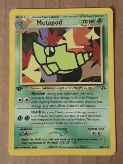Pokemon Metapod 43/75 Neo Discovery 1st Edition LP See Pictures - Image 1