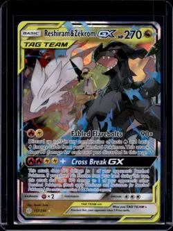 2019 Pokemon Sun & Moon Cosmic Eclipse Reshiram Zekrom Tag Team Holo #157/236 - Image 1
