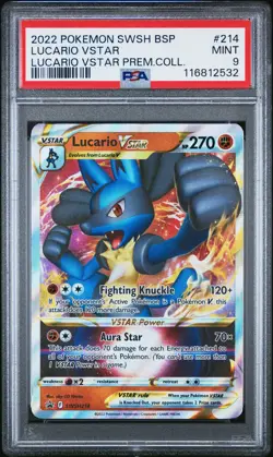 2022 POKEMON SWSH PROMO LUCARIO VSTAR PREMIUM COLLECTION LUCARIO VSTAR PSA 9 - Image 1