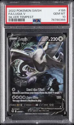 2022 POKEMON SWORD & SHIELD SILVER TEMPEST #186 FULL ART/LUGIA V PSA 10 - Image 1