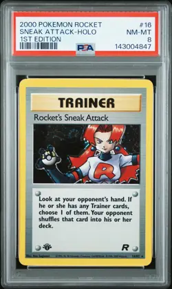 2000 POKEMON ROCKET 1ST EDITION #16 ROCKET'S SNEAK ATTACK-HOLO PSA 8 - Image 1