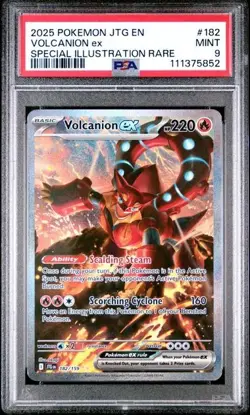2025 POKEMON JOURNEY TOGETHER #182 VOLCANION ex SPECIAL ILLUSTRATION RARE PSA 9 - Image 1