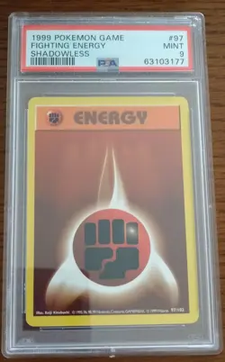 PSA9 1999 POKEMON GAME #97 FIGHTING ENERGY SHADOWLESS - Image 1