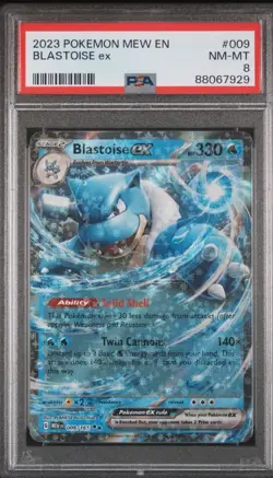 2023 POKEMON MEW EN-151 #009 BLASTOISE EX PSA 8 - Image 1