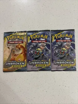 Pokemon 3 TCG Sun & Moon Unbroken Bonds Booster Packs - Image 1