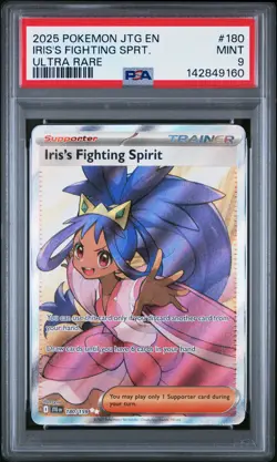 2025 POKEMON JTG EN-JOURNEY TOGETHER ULTRA RARE IRIS'S FIGHTING SPIRIT PSA 9 - Image 1