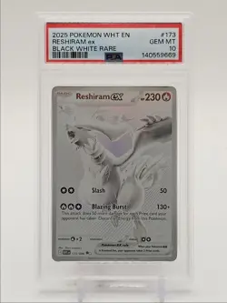 RESHIRAM EX 2025 POKEMON WHITE FLARE BLACK WHITE RARE 173/086 PSA 10 Q4339 - Image 1