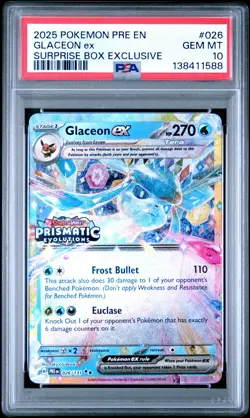 2025 POKEMON PRE EN-PRISMATIC EVOLUTIONS #026 GLACEON EX PSA 10 - Image 1