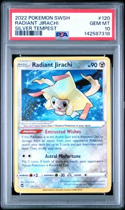 2022 POKEMON SWORD & SHIELD SILVER TEMPEST #120 RADIANT JIRACHI PSA 10 - Image 1