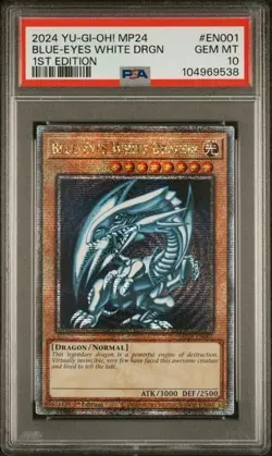 Yu-Gi-Oh! PSA 10 Blue-Eyes White Dragon MP24-EN001 Quarter Century Secret Rare - Image 1