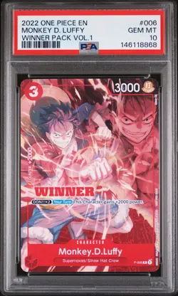 2022 ONE PIECE PROMOS WINNER PACK VOL.1 #006 MONKEY D. LUFFY PSA 10 - Image 1