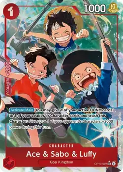 One Piece Ace & Sabo & Luffy (Alternate Art) - OP13-007 - SR - Foil, Near Mint C - Image 1