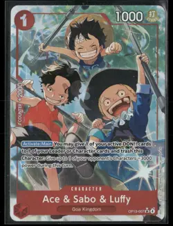 One Piece Ace & Sabo & Luffy Alternate Art OP13-007 Carrying On His Will Foil - Image 1