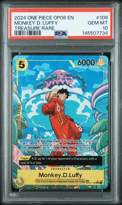 2024 ONE PIECE OP08-TWO LEGENDS TREASURE RARE #109 MONKEY D. LUFFY PSA 10 - Image 1