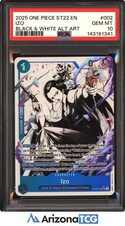 One Piece 2025 Izo ST22-002 Black & White Alt Art SR ST22 English GEM MT PSA 10 - Image 1