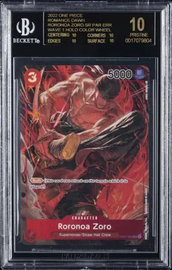 2022 ONE PIECE ROMANCE DAWN WAVE 1 HOLO COLOR WHEEL RORONOA ZORO BGS 10 - Image 1