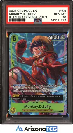 One Piece 2025 Monkey D Luffy OP07-109 SR Illustration Box Vol.3 GEM MINT PSA 10 - Image 1