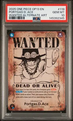 2025 ONE PIECE OP13-CARRYING ON HIS WILL #119 PORTGAS D. ACE PSA 10 - Image 1