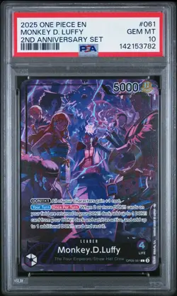 2025 ONE PIECE ENGLISH VERSION 2ND ANNIVERSARY SET #061 MONKEY D. LUFFY PSA 10 - Image 1