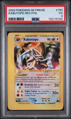 Crystal Kabutops Reverse Holo - 150/144 - Skyridge Vintage Pokemon Card - PSA 3 - Image 1