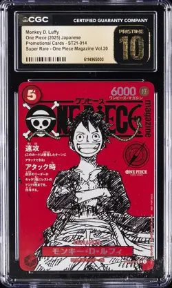 2025 ONE PIECE JAPANESE PROMO CARDS #ST21-014 MONKEY D LUFFY CGC 10 PRISTINE - Image 1