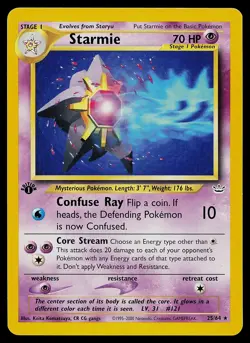 Pokemon Card Starmie 25/64 Neo Revelation 1st Edition - Image 1