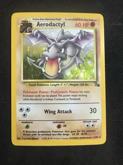 Pokemon Aerodactyl Fossil Holo Rare 1/62 Unlimited English TCG Card 1999 1/62 - Image 1