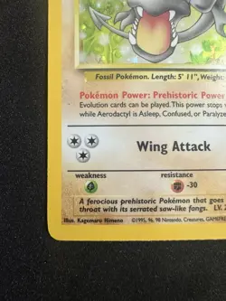 Pokemon Aerodactyl Fossil Holo Rare 1/62 Unlimited English TCG Card 1999 1/62 - Image 5