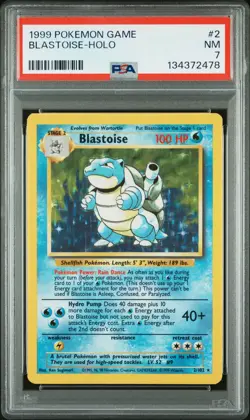 1999 POKEMON BASE SET UNLIMITED #2 BLASTOISE-HOLO PSA 7 - Image 1