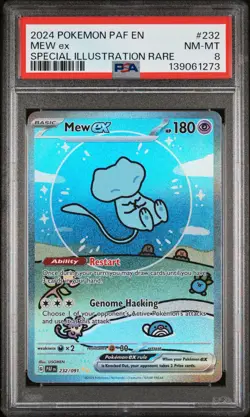 2024 Pokemon TCG Paldean Fates Mew EX (Bubble Mew) SIR PSA 8 #232 - Image 1