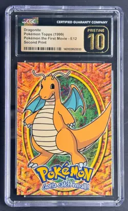 Dragonite #E12 CGC 10 Pristine – 1999 Pokemon Topps Movie Evolution pop 7 - Image 1