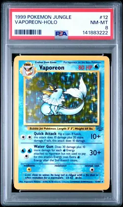 1999 POKEMON JUNGLE #12 VAPOREON-HOLO PSA 8 - Image 1