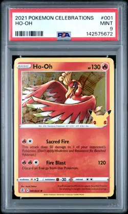2021 POKEMON CELEBRATIONS #001 HO-OH PSA 9 - Image 1