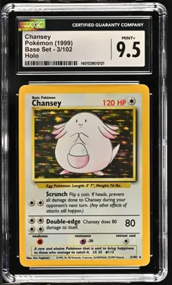 Pokemon 1999 Chansey Base Set - 3/102 Holo CGC 9.5 - Image 1