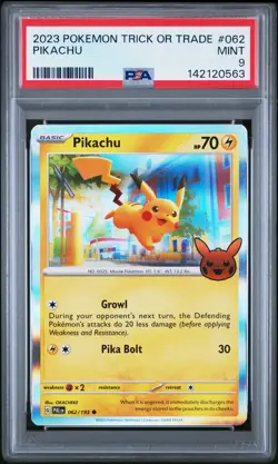 2023 POKEMON TRICK OR TRADE #062 PIKACHU PSA 9 - Image 1