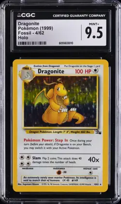 1999 POKEMON FOSSIL #4 DRAGONITE-HOLO CGC 9.5 - Image 1