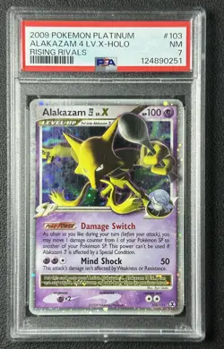 ALAKAZAM 4 PSA 7 2009 POKEMON PLATINUM RISING RIVALS #38/111 LV.X HOLO 251 - Image 1