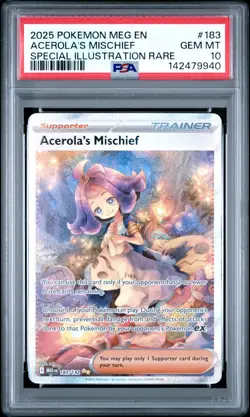 2025 POKEMON MEGA EVOLUTION SPECIAL ILLUSTRATION RARE ACEROLA'S MISCHIEF PSA 10 - Image 1