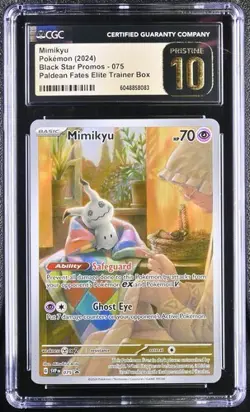 Pokemon 2024 Mimikyu Black Star Promos 075 Paldean Fates ETB CGC Pristine 10 - Image 1