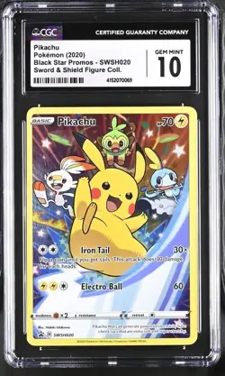 Pokemon Pikachu (2020) Black Star Promos #SWSH020 SWSH Figure Collection CGC 10 - Image 1