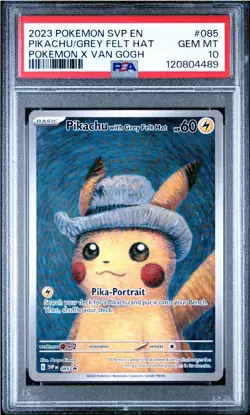 PSA 10 GEM MINT Pikachu With Grey Felt Hat Van Gogh Promo Pokemon 085 SVP085 - Image 1
