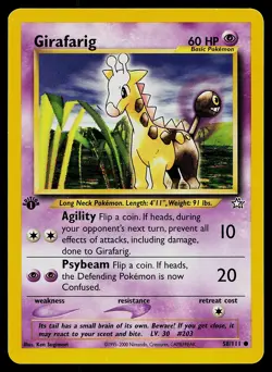 Pokemon Neo Genesis 58/111 Girafarig 1st Edition Pokemon Card - Image 1