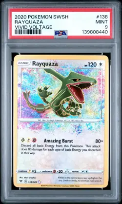 2020 POKEMON SWORD & SHIELD VIVID VOLTAGE #138 RAYQUAZA PSA 9 - Image 1
