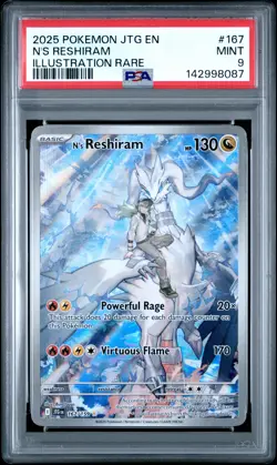 2025 POKEMON JTG EN-JOURNEY TOGETHER ILLUSTRATION RARE #167 N'S RESHIRAM PSA 9 - Image 1