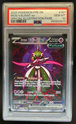 2025 Pokemon Prismatic Evolutions Iron Valiant ex #157/131 PSA 10 - Image 1