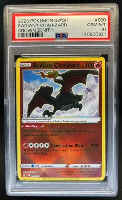 2023 Pokemon SWSH Crown Zenith Radiant Charizard #020/159 PSA 10 - Image 1