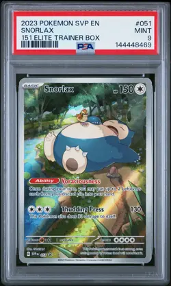 2023 POKEMON SVP EN-SV BLACK STAR PROMO 151 ELITE TRAINER BOX #051 SNORLAX PSA 9 - Image 1