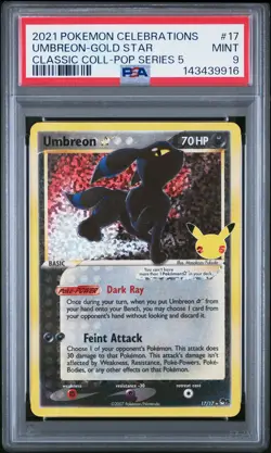 2021 POKEMON CELEBRATIONS CLASSIC COLLECTION #17 UMBREON-GOLD STAR PSA 9 - Image 1